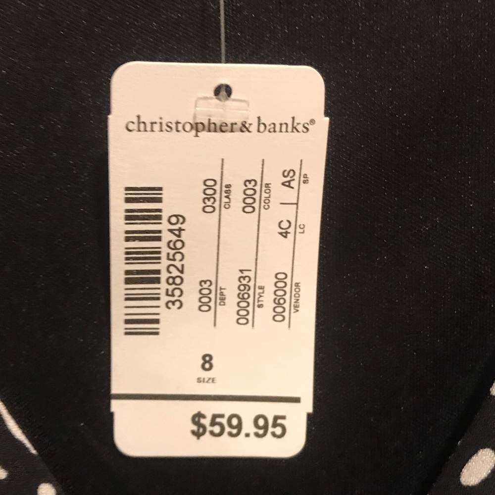 New Christopher & Banks Black and White Midi Dress - Picture 3 of 7